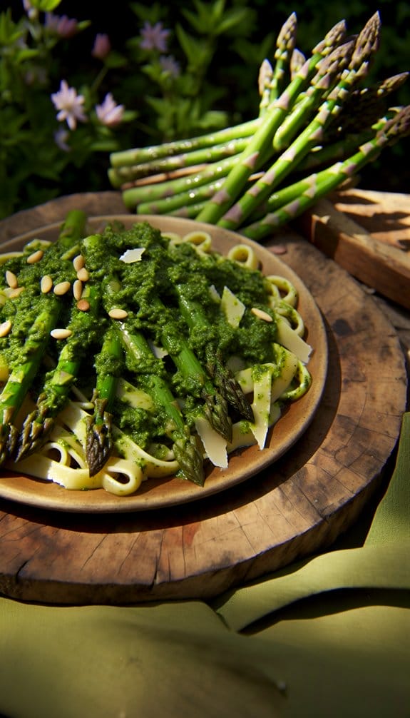 barbecue asparagus pesto pasta
