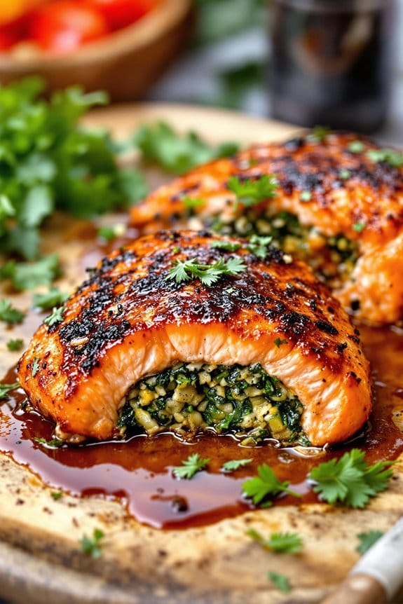 barbecue stuffed salmon delight