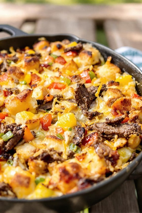 bbq philly beef strata