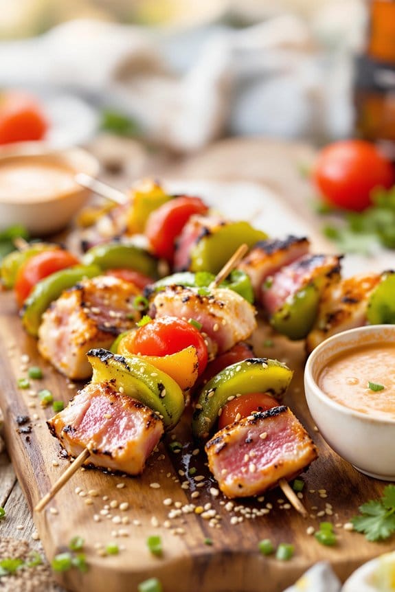 easy flavoursome tuna skewers