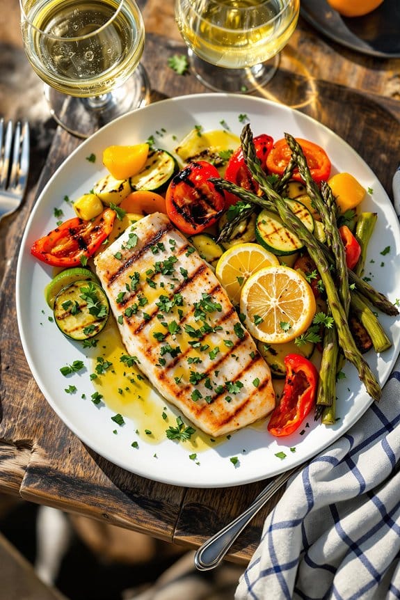 grilled bbq halibut with herbs