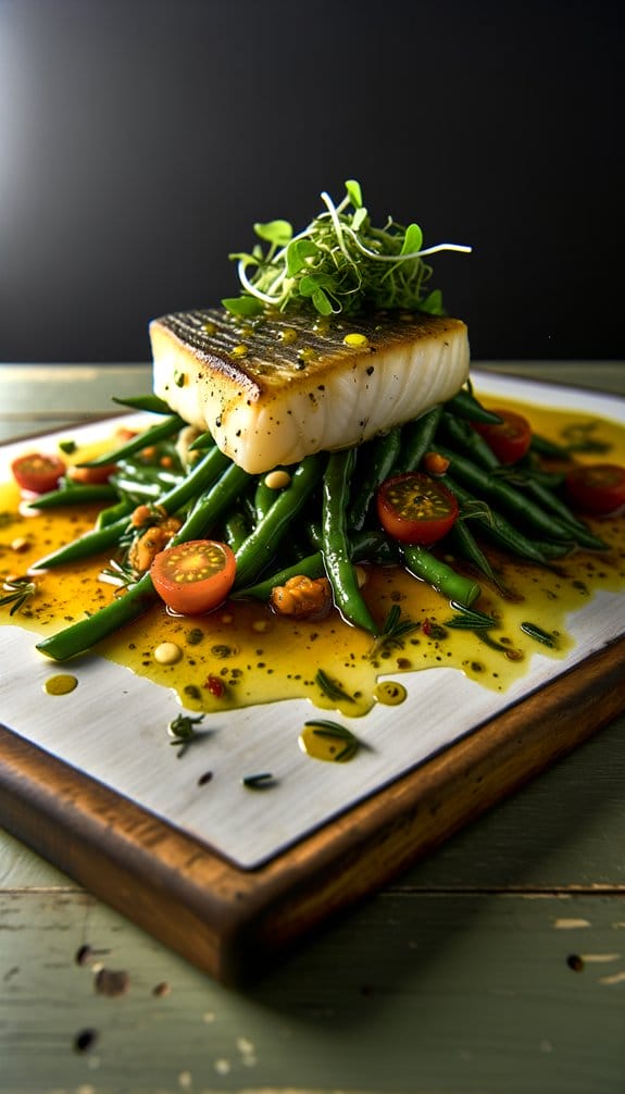 Halibut with summer greens