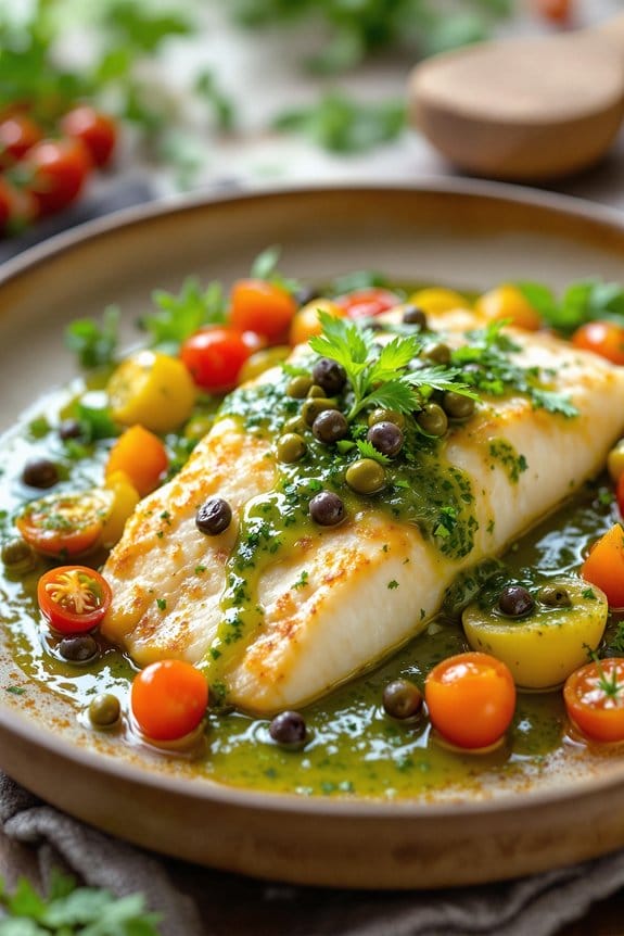 sea bass with herb sauce