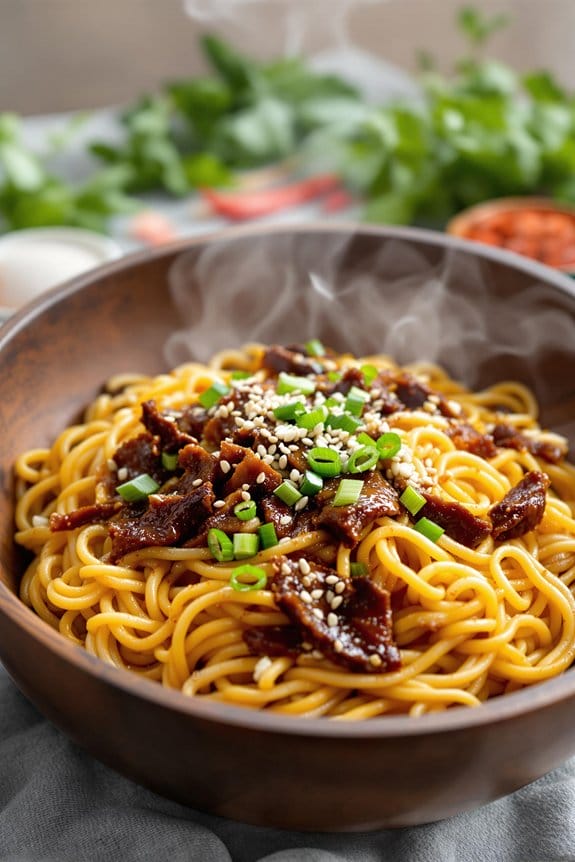 slow cooked BBQ beef noodles