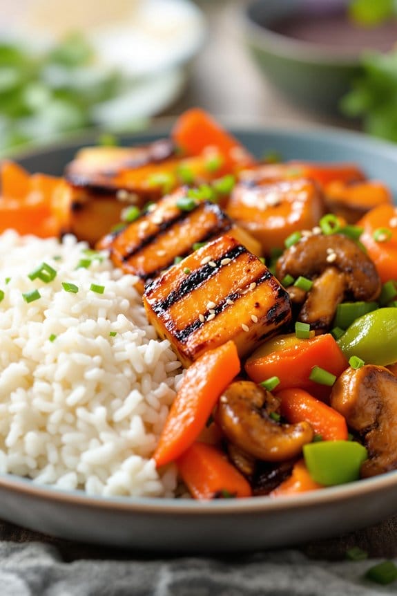 smoky sweet sour grilled tofu