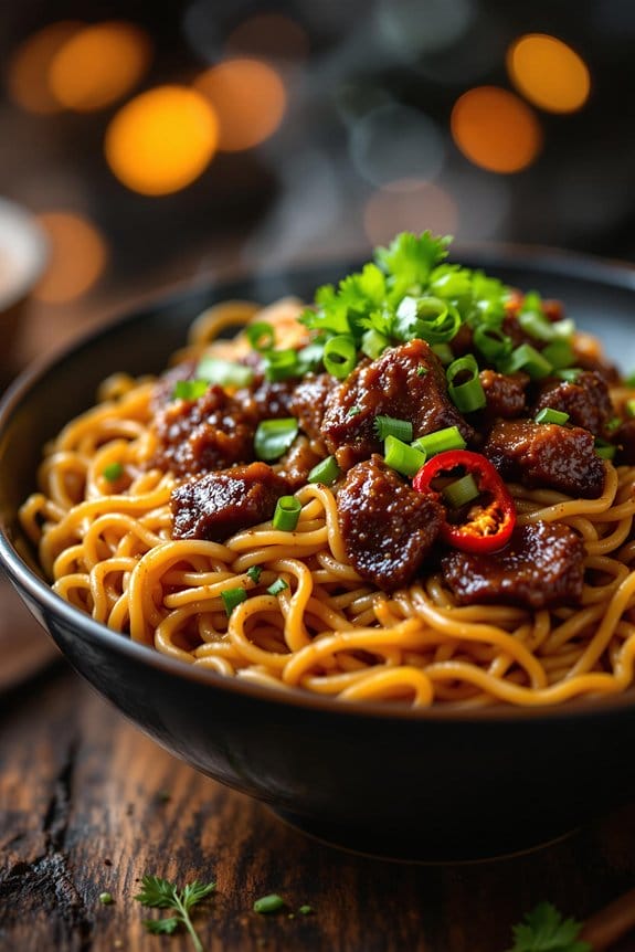tender BBQ beef noodles